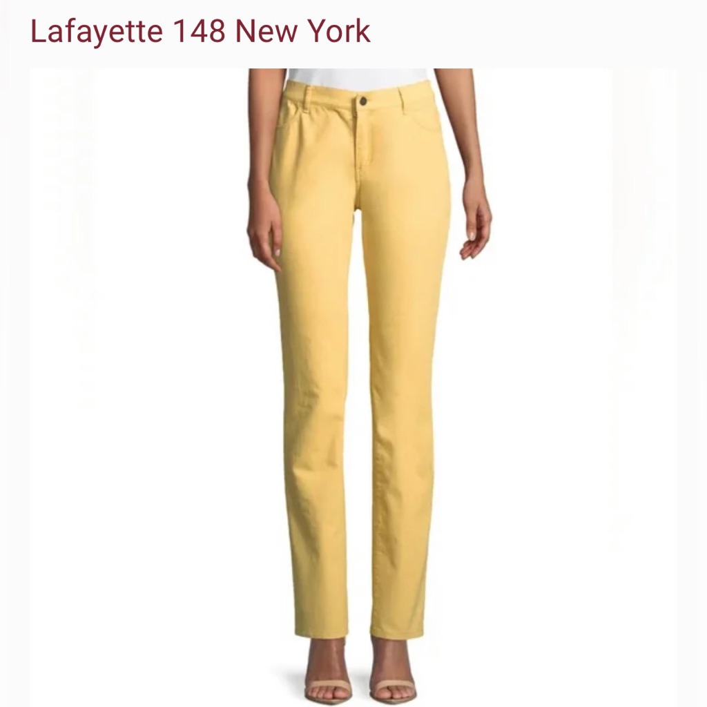 Lafayette 148 New York Thompson Straight Leg Jean Gold Yellow Sz 8